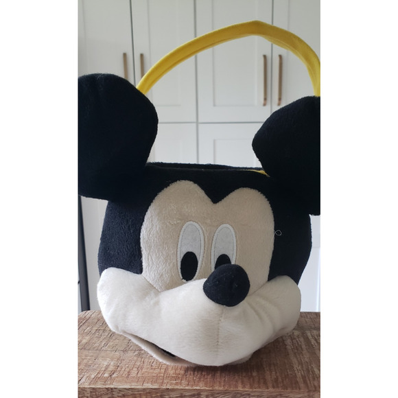Disney Plush Mickey Mouse Basket Black Red Handle Halloween Nursery Decor - Picture 3 of 9